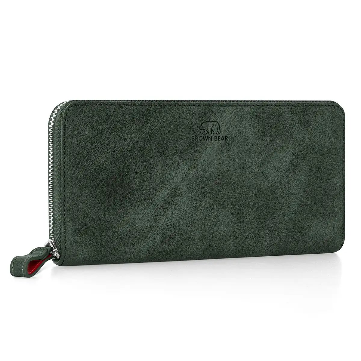 Brown Bear Golf Conny Geldbörse Olive aus Leder mit Logo-Prägung und RFID Schutz in Frontansicht