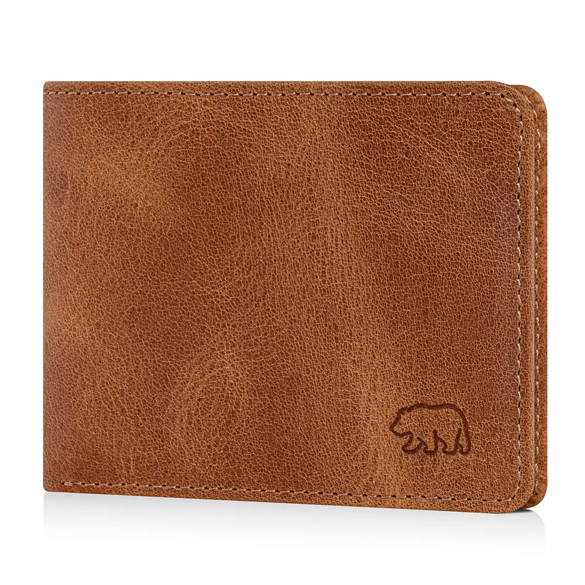 Brown Bear Slim Wallet 8061 Leder-Portemonnaie Braun-Cognac mit Münzfach & RFID