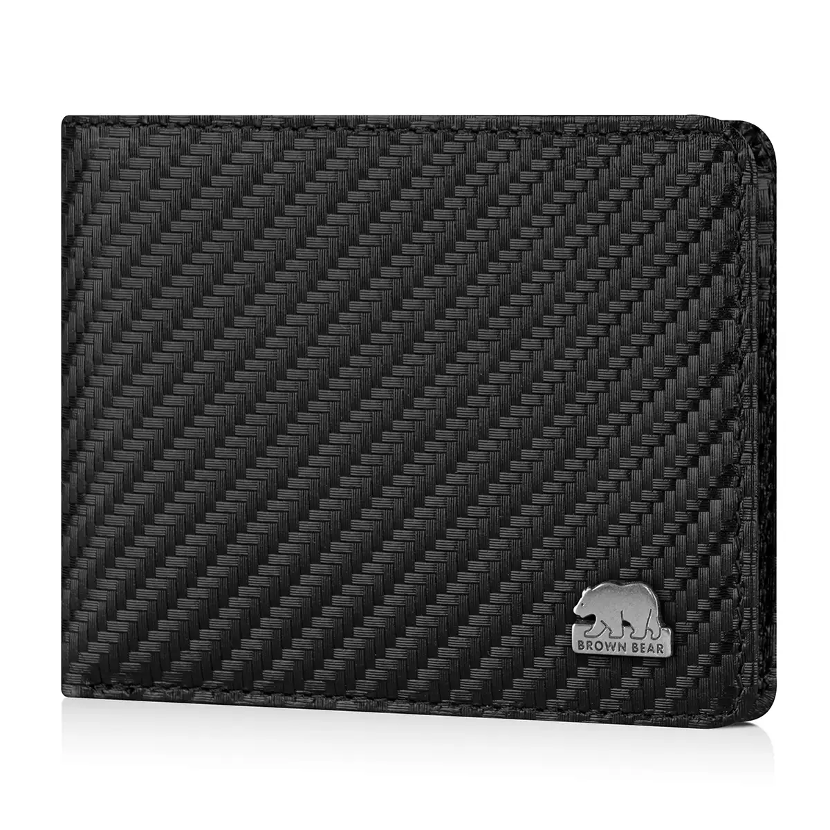 rown Bear Slim Wallet 8061 Leder-Portemonnaie Schwarz-Carbon mit Münzfach & RFID