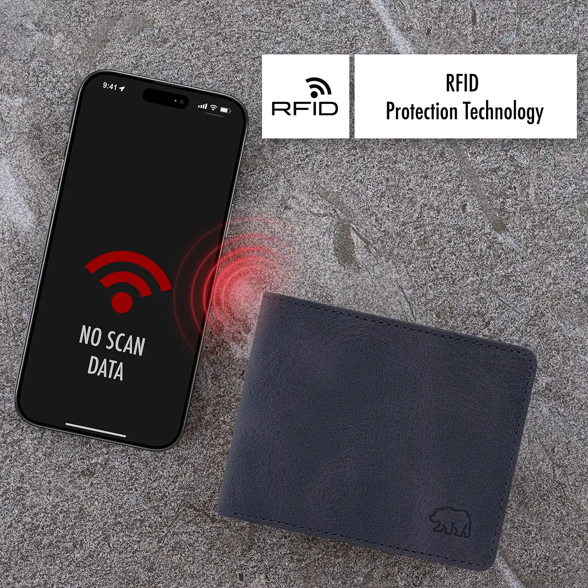 Brown Bear 8061 Blau Slim Wallet mit RFID-Schutz gegen Datendiebstahl