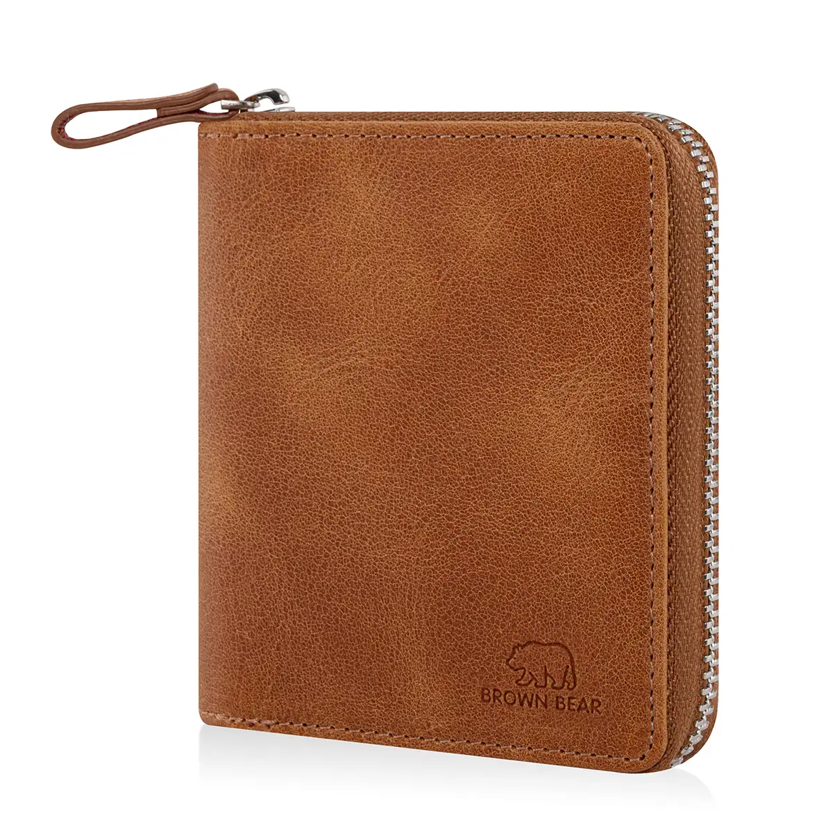 Brown Bear Classic 8009 ZIP-Geldbörse Braun-Cognac mit Münzfach & RFID