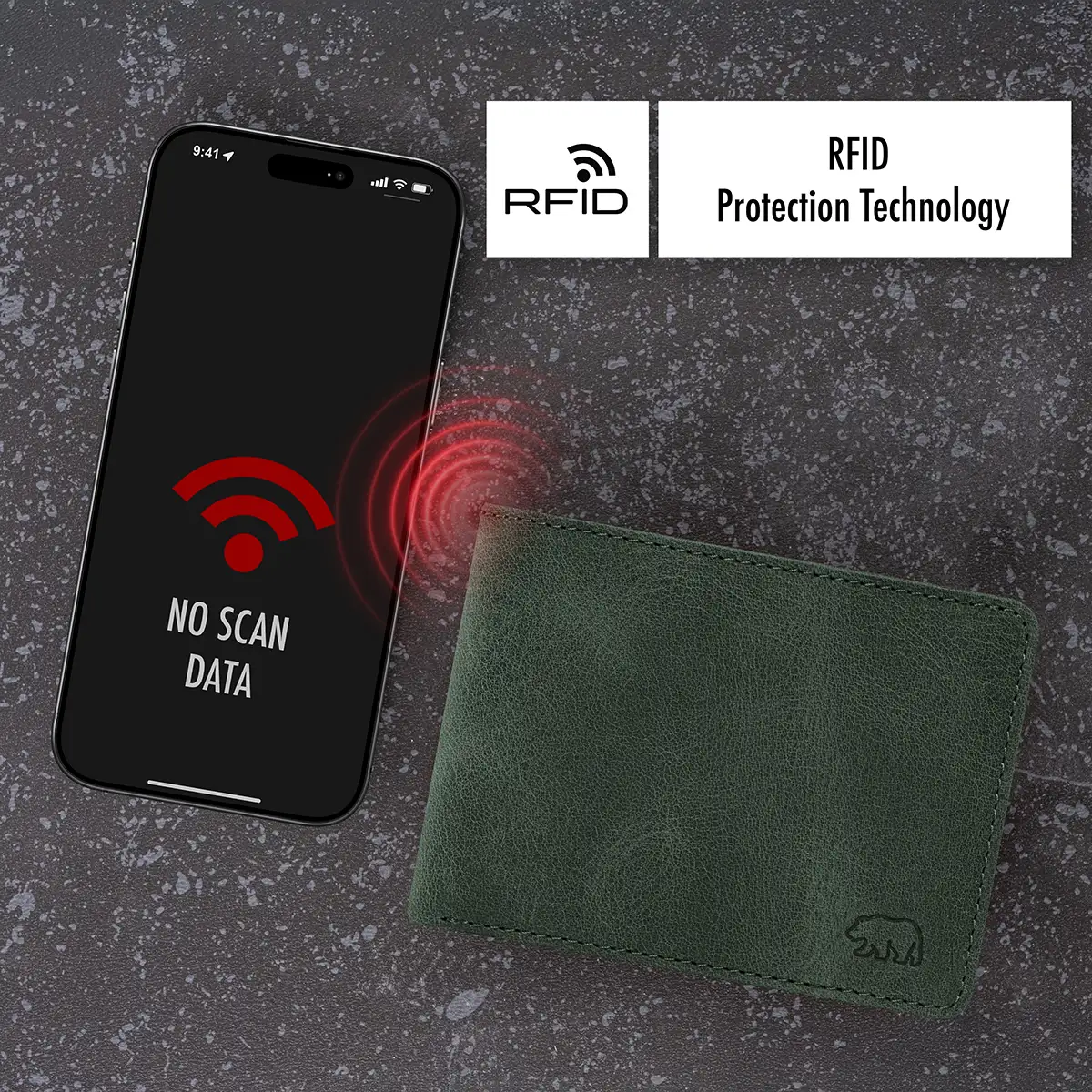 Brown Bear 8005 D Geldbörse Olive mit RFID-Schutz gegen Datendiebstahl