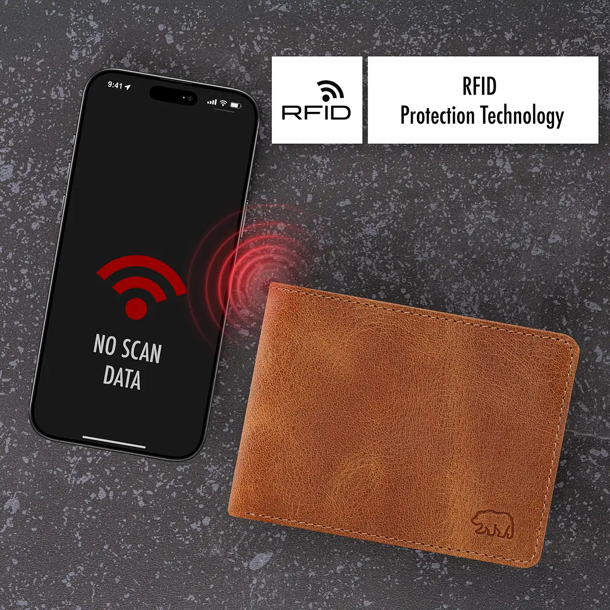 Brown Bear 8005 D Geldbörse Braun-Cognac mit RFID-Schutz gegen Datendiebstahl