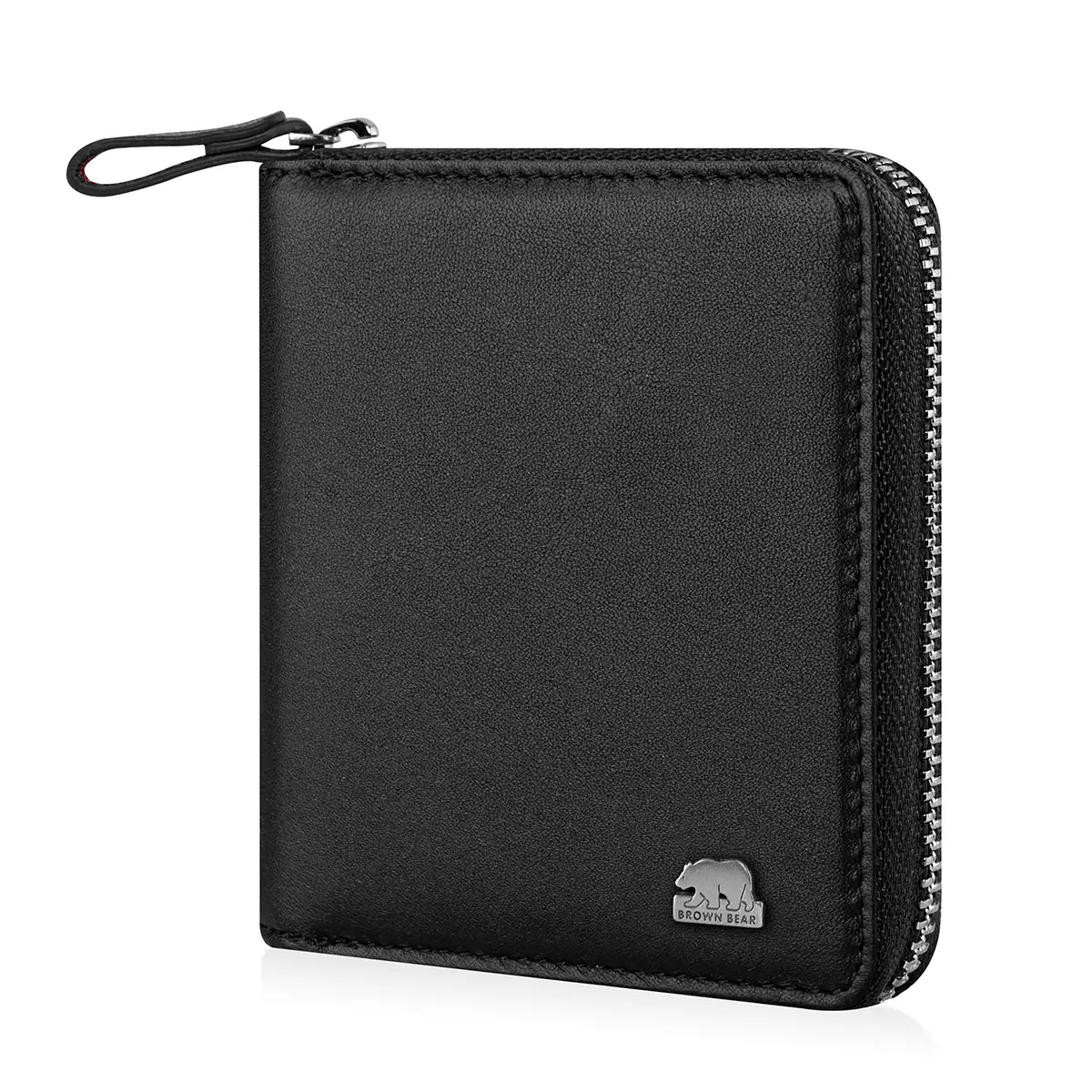 Brown Bear Classic 8009 ZIP-Geldbörse Schwarz-Nappa mit Münzfach & RFID